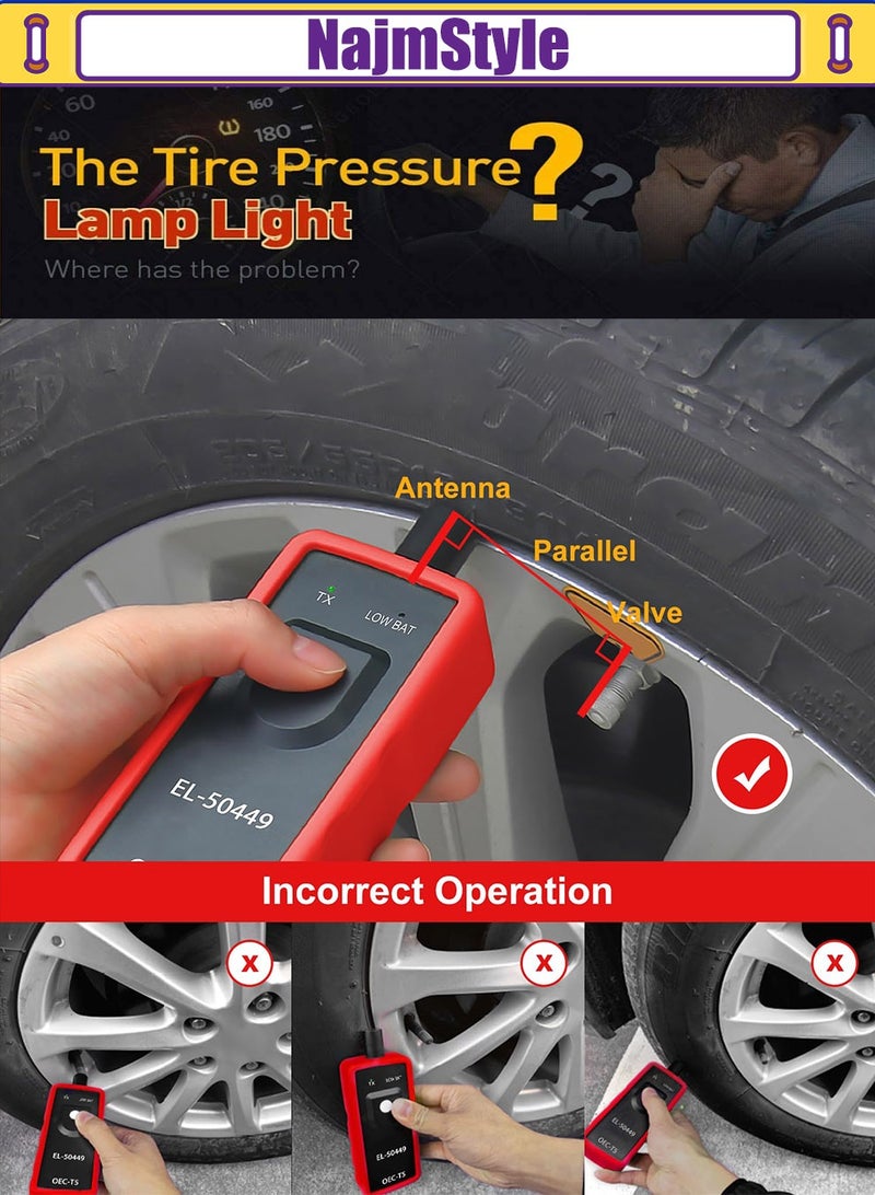 NajmStyle أداة إعادة تعلم TPMS EL-50449 لمركبات فورد ولينكولن وميركوري، أداة برمجة TPMS لفورد F150 F250 إيسكايب إيدج فيوجن فليكس فوكوس رينجر إكسبلورر ترانزيت إيدج موستانج وغيرها - Image 5