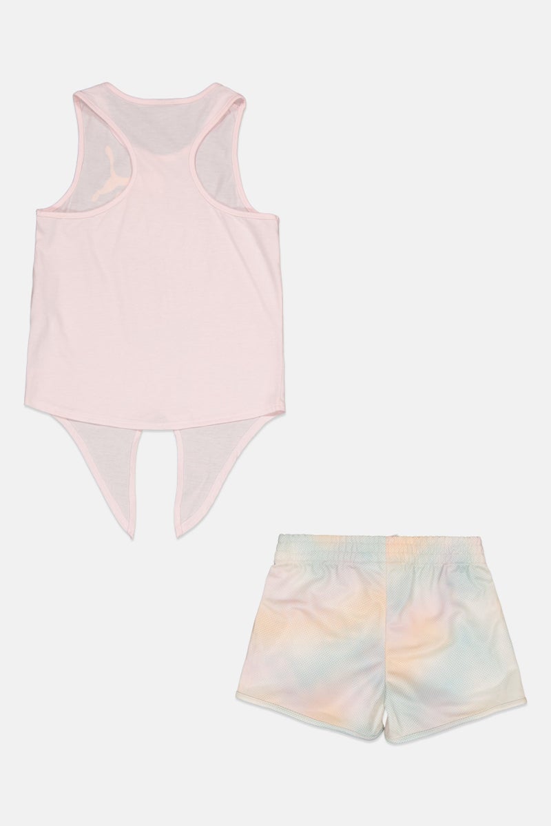 PUMA Kids Girl 2 Pcs Brand Logo Outdoor Top And Short Set, Multicolor - Image 2