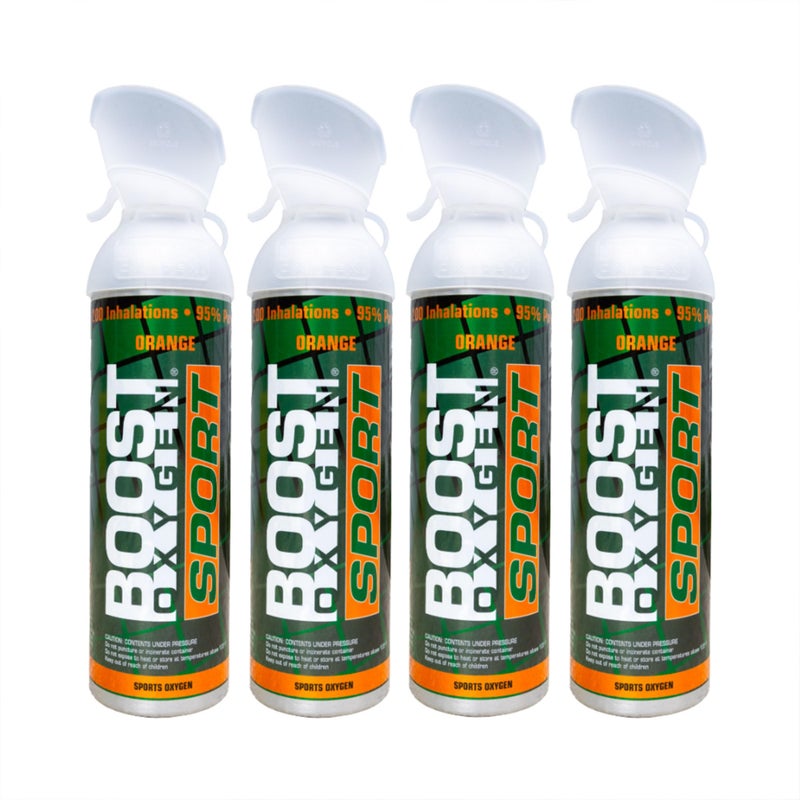 Boost Oxygen Large Sport Orange Aroma 10 Liter Canister | Respiratory Support for Aerobic Recovery  Altitude  Performance and Health (4 Pack) - Image 1