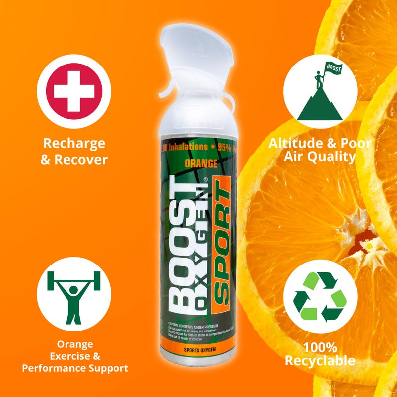 Boost Oxygen Large Sport Orange Aroma 10 Liter Canister | Respiratory Support for Aerobic Recovery  Altitude  Performance and Health (4 Pack) - Image 3
