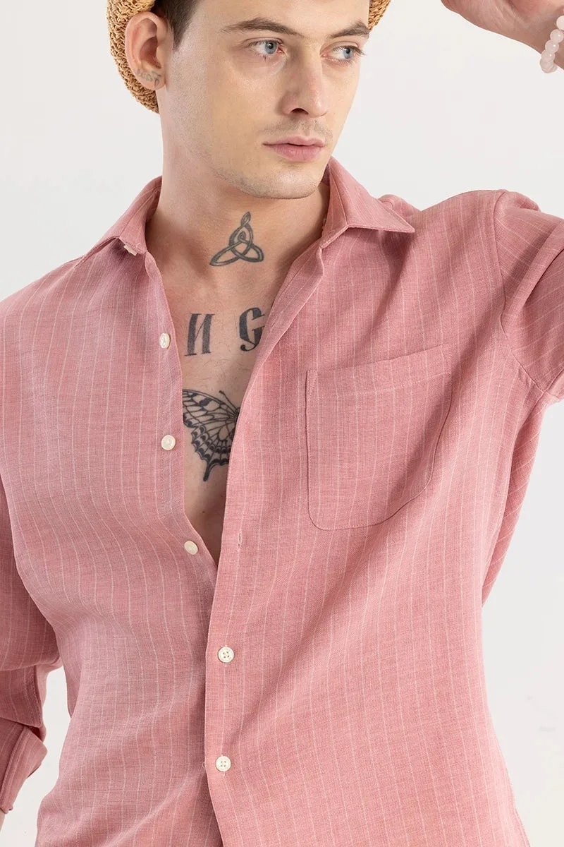 سنيتش Peach Stripes Slim Fit Shirt