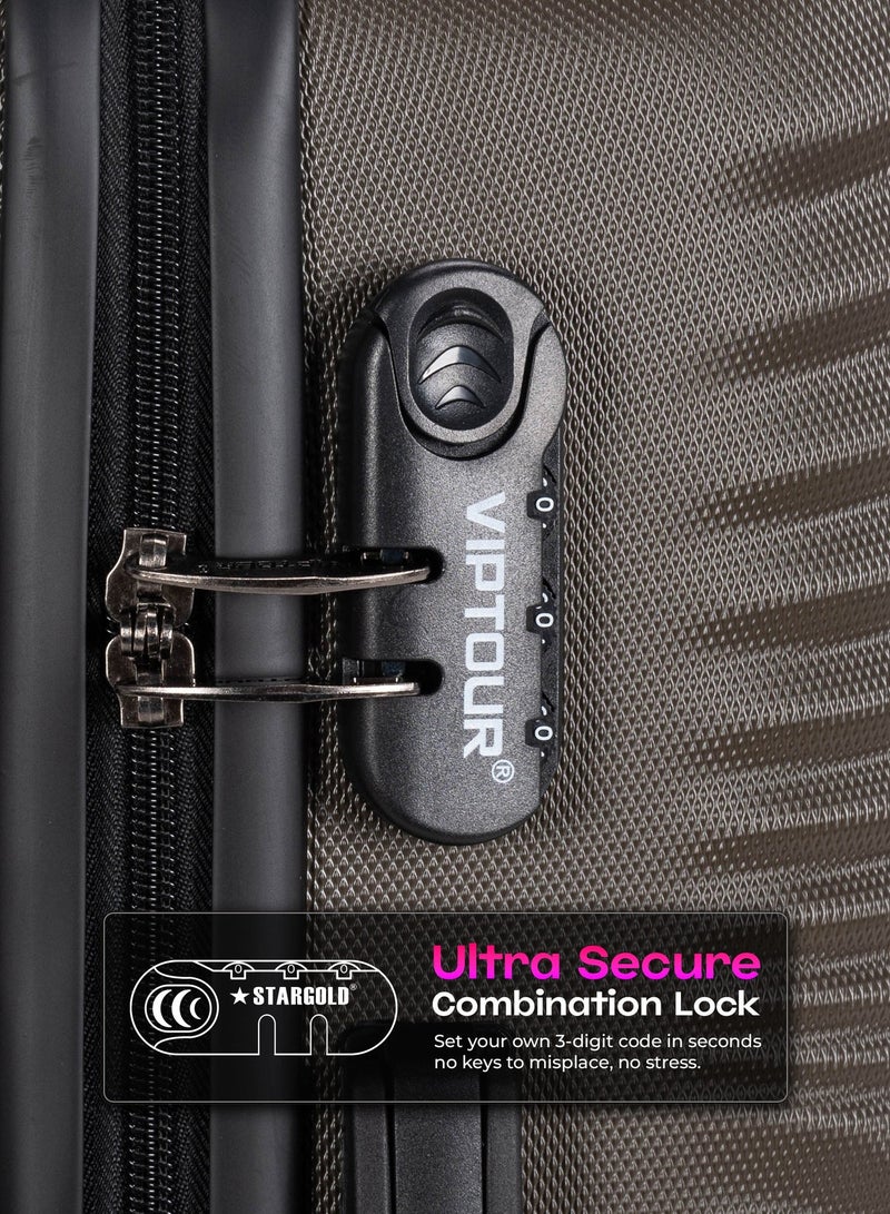 فيبتور 4 قطع هارد سايد سبينر مع مجموعة عربة أمتعة بقفل رقمي - Image 4