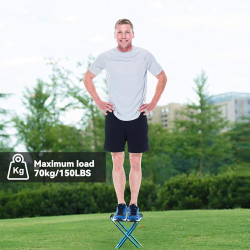 Aoutacc كرسي قابل للطي AOUTACC مع حقيبة حمل، قاعدة من سبائك الألمنيوم خفيفة الوزن، كرسي تخييم محمول للصيد في الهواء الطلق، التنزه، الرحلات، الشواء (أزرق، كبير-11.8"x11"x11.4") - Image 3