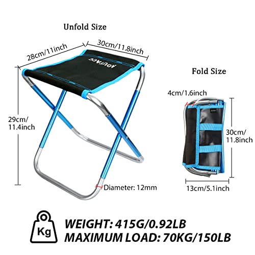 Aoutacc كرسي قابل للطي AOUTACC مع حقيبة حمل، قاعدة من سبائك الألمنيوم خفيفة الوزن، كرسي تخييم محمول للصيد في الهواء الطلق، التنزه، الرحلات، الشواء (أزرق، كبير-11.8"x11"x11.4") - Image 2