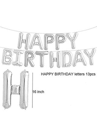 مجموعة بالونات زينة فضية بعبارة Happy Birthday مع لافتة بالونات من الرقائق المعدنية  و6 بالونات لاتكس و2 بالون على شكل نجمة و4 بالونات بقصاصات ورقية لتزيين حفلات اعياد الميلاد الداخلية - view 3