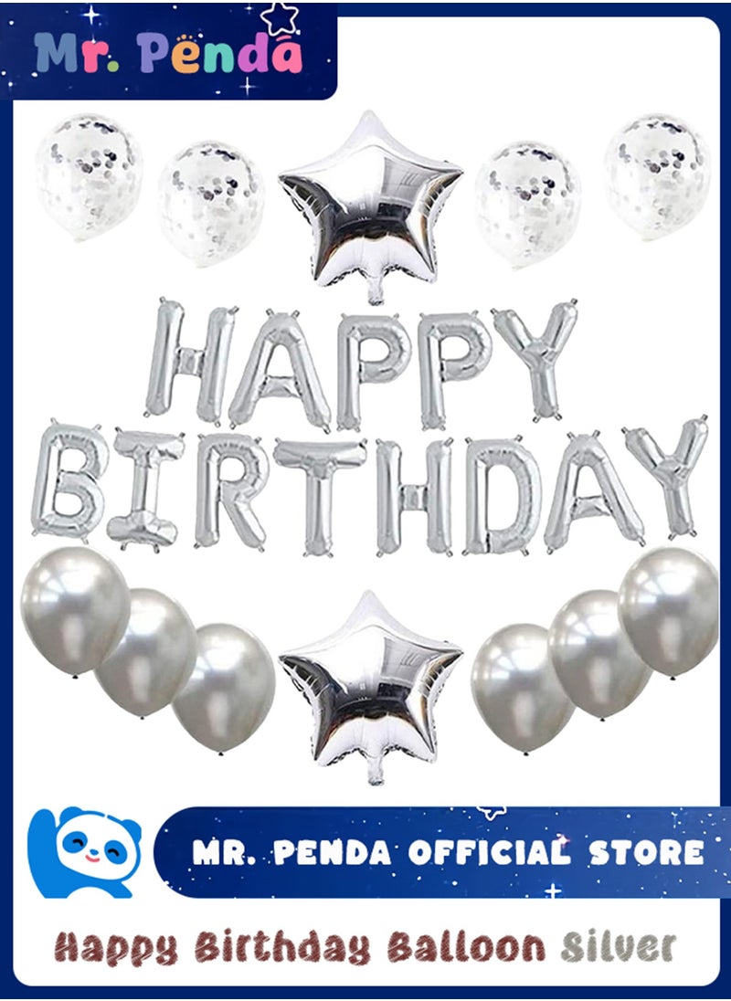 Mr. Penda Happy Birthday Balloons Decoration Set for Indoor and Outdoor Birthday Party Decorations (Silver)  - Image 1