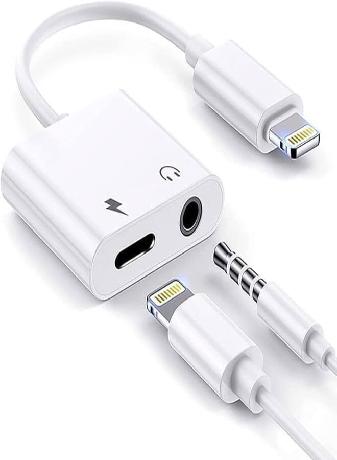 Headphone Charger Adapter Compatible with iPhone X XS XS Max XR 8 Plus 7Plus Number of Ports 2 White