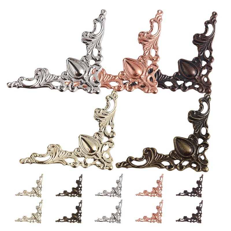 Box Corner Decor, Vintage-Inspired Iron Appliques for Furniture Enhancement - Image 1