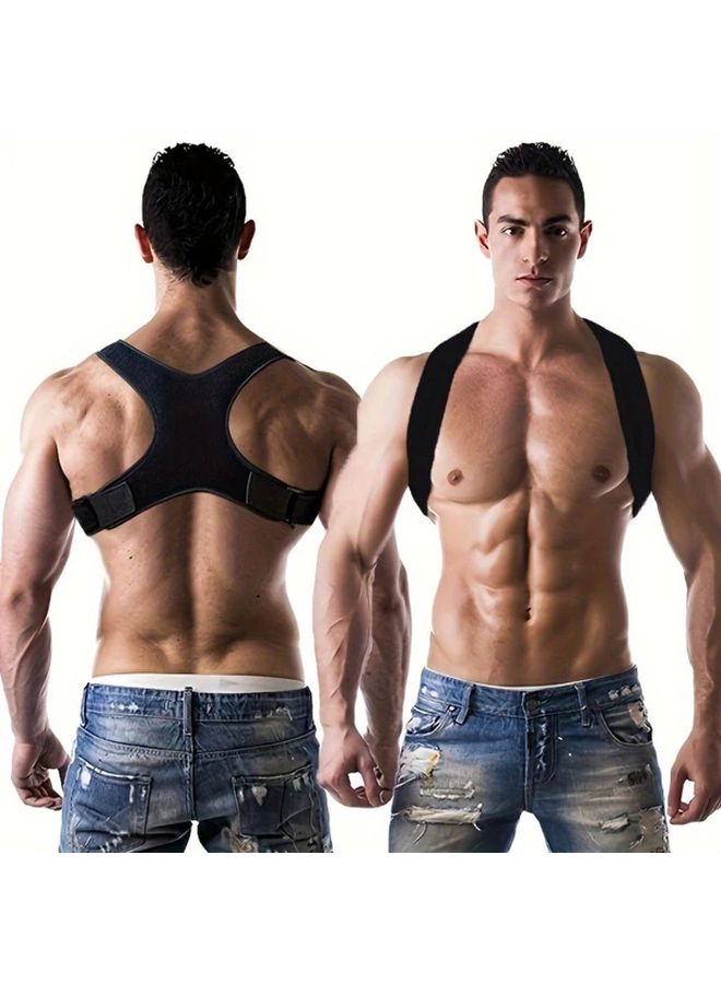 Black Posture Corrector Harness Adjustable Back Support Straps For Hunchback Pain Relief - Image 2