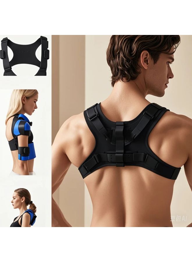 Black Posture Corrector Harness Adjustable Back Support Straps For Hunchback Pain Relief - Image 3