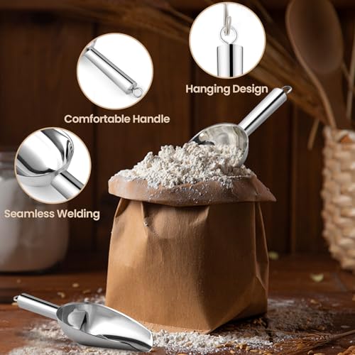 OLESBUR Premium 6oz Ice Scoop for Freezer - Multipurpose Metal Ice Scoop for Ice Machine - Stainless Steel Small Ice Scooper for Ice Bucket - Kitchen Gadgets Cookie Flour Pet Dog Food Scoop - Image 5