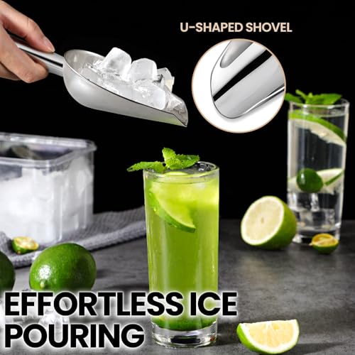 OLESBUR Premium 6oz Ice Scoop for Freezer - Multipurpose Metal Ice Scoop for Ice Machine - Stainless Steel Small Ice Scooper for Ice Bucket - Kitchen Gadgets Cookie Flour Pet Dog Food Scoop - Image 3
