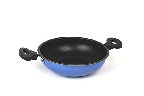 MAHAVIR Aluminum BLUE Non Stick KADHAI - Image 1