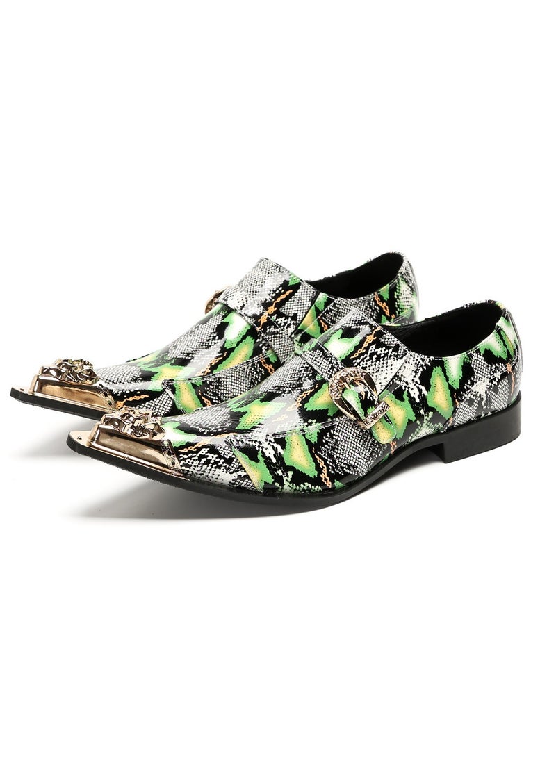 Shougu Distinctive Printed Pattern Pointed Dress Shoe 