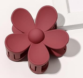 SquarezhenBo Wine Red Candy Colored Flower Claw Hair Clips Big Cute Thick Hair Clips with Sweet Floral Design - Image 2