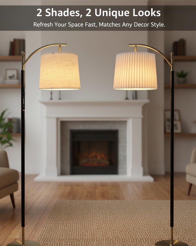 Etto Modern Dimmable Floor Lamp with Fabric & Pleated Shades, Remote & Touch Control, Adjustable Brightness & Color Temperatures, Tall Standing Lamp for Living Room Bedroom Office (Black Gold) - Image 4