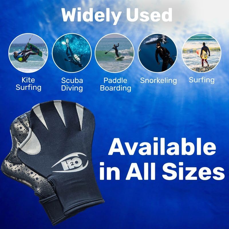 H2ODYSSEY Paddle Gloves - Webbed Gloves with Velcro Strap - Sticky PVC Palm Grip - Thermal Dive Gear to Keep Hand Warm - for Surfing, Diving and Swimming - Image 4