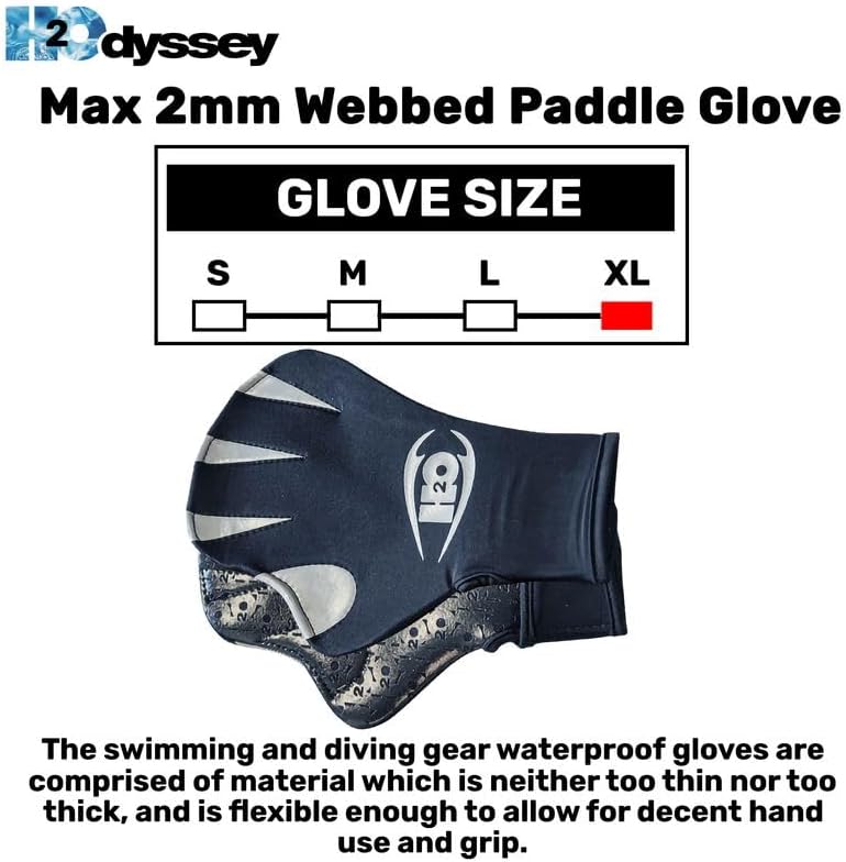 H2ODYSSEY Paddle Gloves - Webbed Gloves with Velcro Strap - Sticky PVC Palm Grip - Thermal Dive Gear to Keep Hand Warm - for Surfing, Diving and Swimming - Image 5