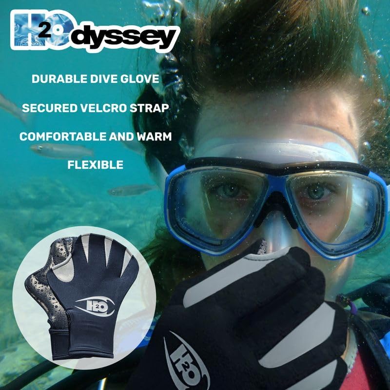 H2ODYSSEY Paddle Gloves - Webbed Gloves with Velcro Strap - Sticky PVC Palm Grip - Thermal Dive Gear to Keep Hand Warm - for Surfing, Diving and Swimming - Image 3