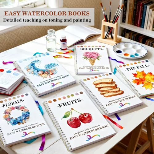 OYVOYV Watercolor Workbooks with 12 Illustractions Beginner Friendly Coloring Book Painting Kit Easy Nature Scenes Paint Set for Creative Exploration Gift for Adults (Fruits, Without Palette) - Image 5