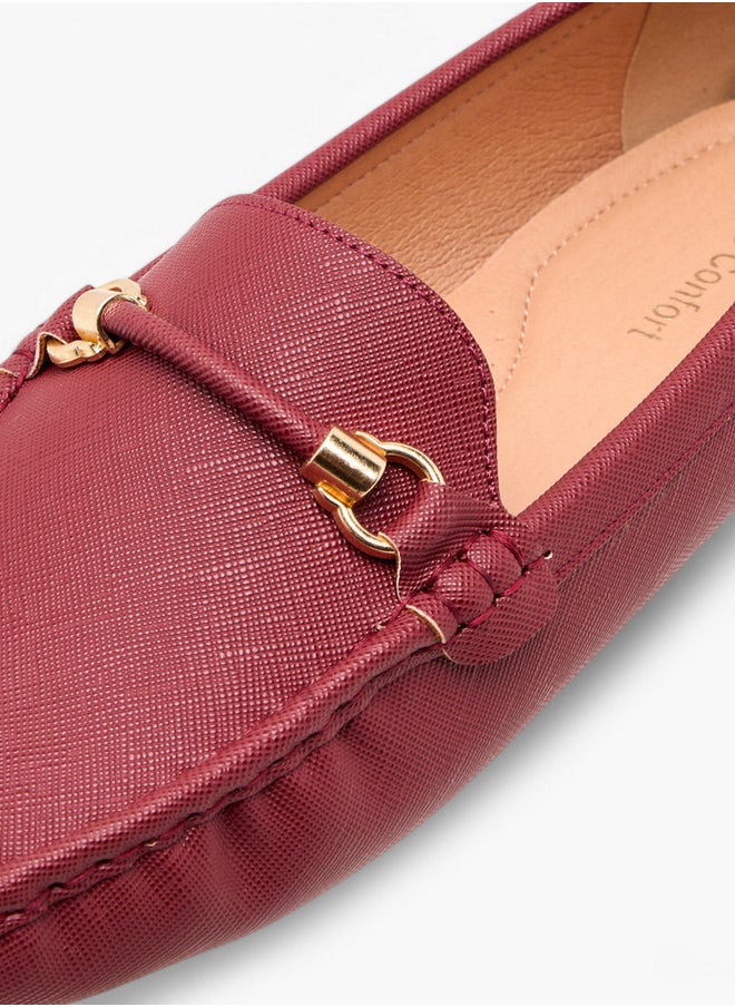Le Confort Textured Slip-On Loafers with Metal Trim  - Image 4