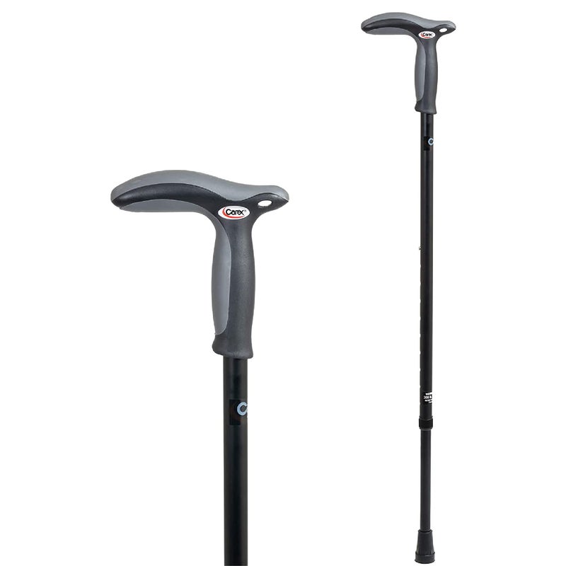 Carex Hiking Cane Walking Stick with Dual Grip Handle, Anti-Slip Walking Cane for Easy Maneuvering, Long-lasting Walk Stick for Seniors & Adults with Support for Balance, Supports up to 300 lbs, Black - Image 1