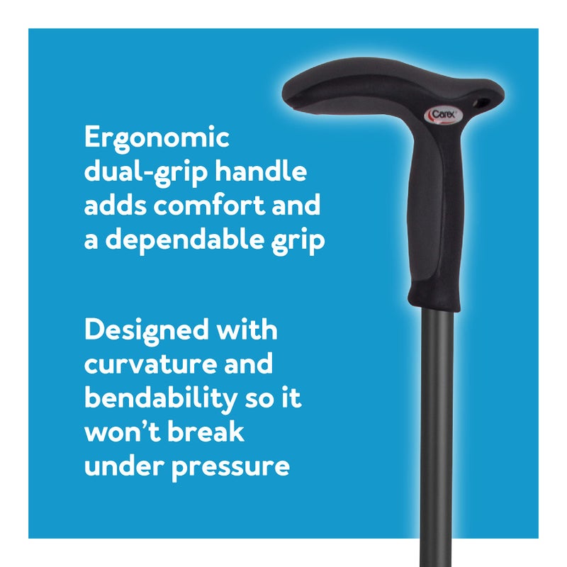 Carex Hiking Cane Walking Stick with Dual Grip Handle, Anti-Slip Walking Cane for Easy Maneuvering, Long-lasting Walk Stick for Seniors & Adults with Support for Balance, Supports up to 300 lbs, Black - Image 4