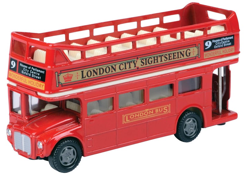 MOTORMAX London Double Decker Bus Open Top, Red - Motormax 76008 - 4.75" Diecast Model Toy Car - Image 1