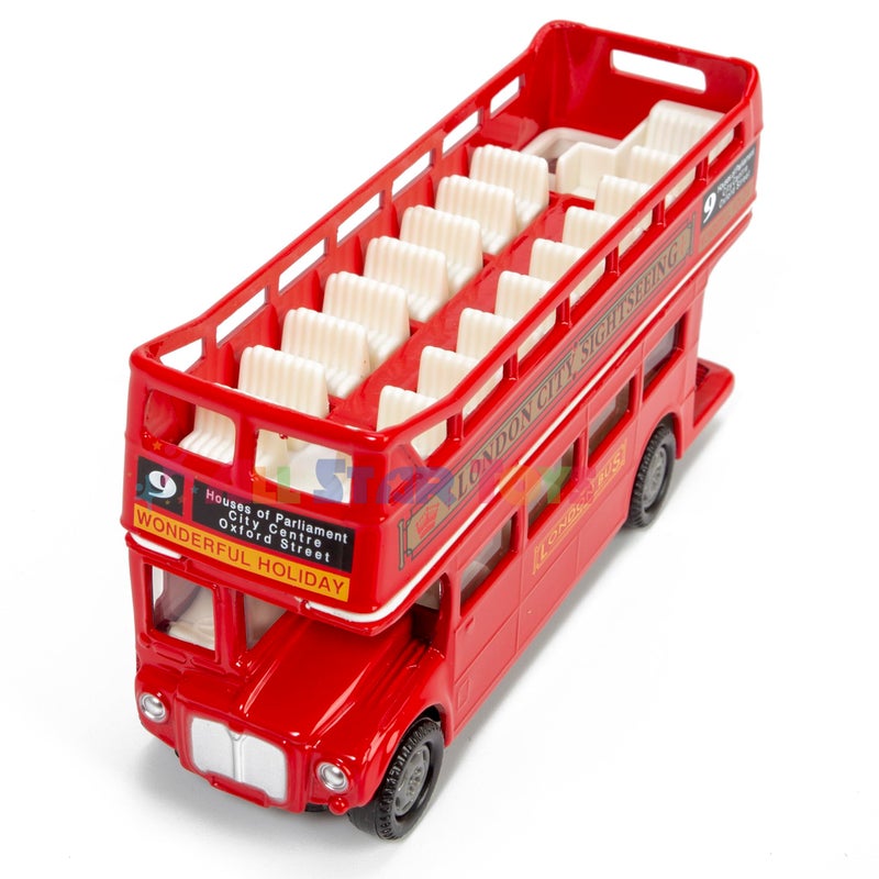 MOTORMAX London Double Decker Bus Open Top, Red - Motormax 76008 - 4.75" Diecast Model Toy Car - Image 4