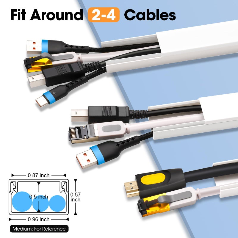 YesBes 87in Cord Hider Kit, Cord Covers for Wires on Wall, Paintable Cable Raceway, Cord Hider for Wall Mount tv, tv Cable Hider Wall kit, Wire Covers for Cords, 6X L14.5in X W0.96in X H0.57in - Image 2