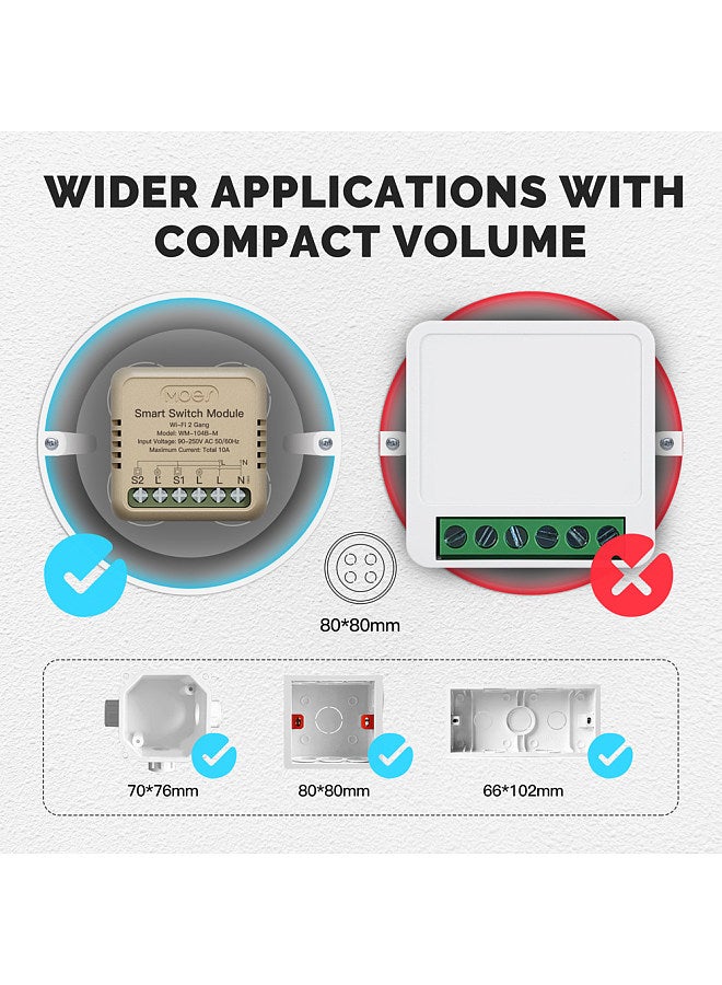 Tuya WiFi Intelligent Switch Dimmer DIY Module Light Switch Mobilephone APP Remotely Control Activate Home Devices Compatible with Alexa and Google Assistant for Voice Control