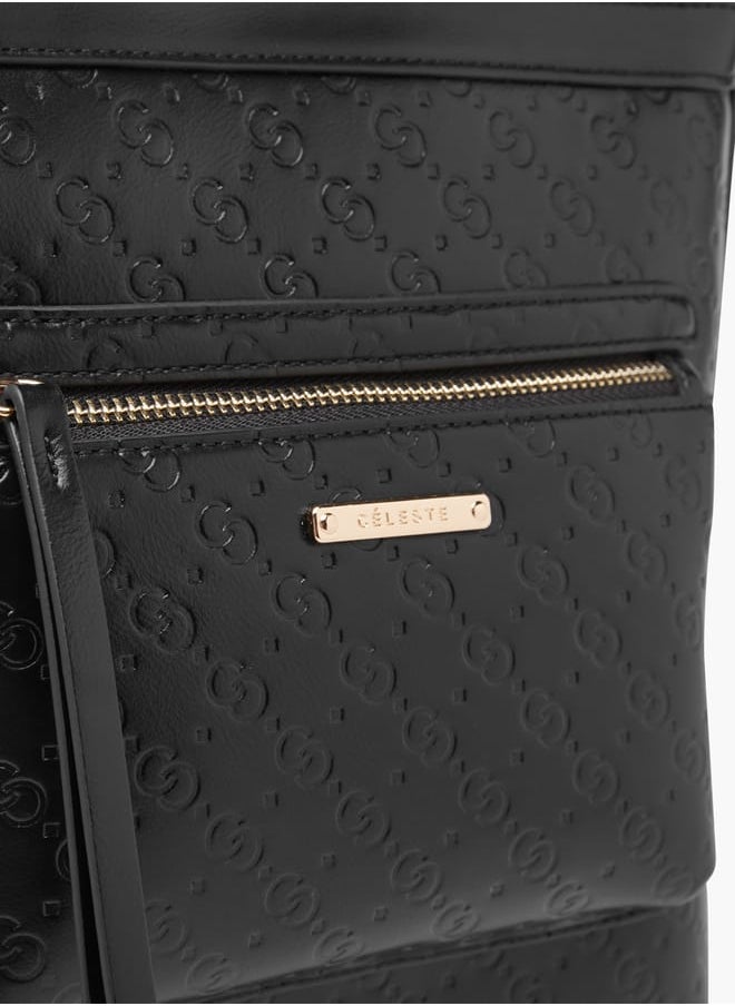 Celeste Women Monogram Embossed Crossbody Bag with Adjustable Strap  - Image 4
