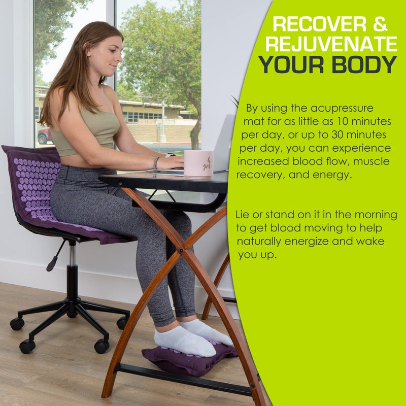 ProsourceFit Ki Acupressure Mat and Pillow Set with 100% Natural Linen for Back/Neck Pain Relief and Muscle Relaxation, Royal Lilac - Image 5