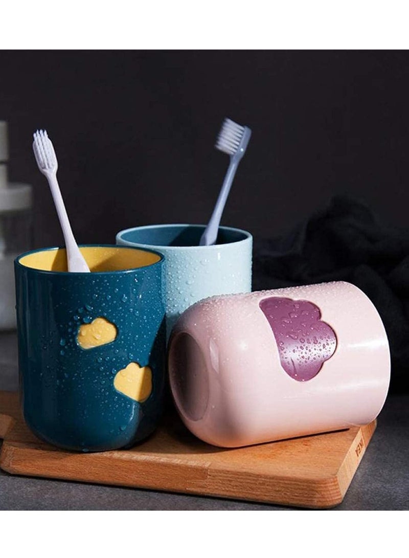 Y&D 4Pcs Toothbrush Cup, Cloud Pattern Simple Nordic Travel Portable Wash Tooth Mug Durable Big Mouth Couples Cups Bathroom Supply for Kids, Family and Friend - Image 2