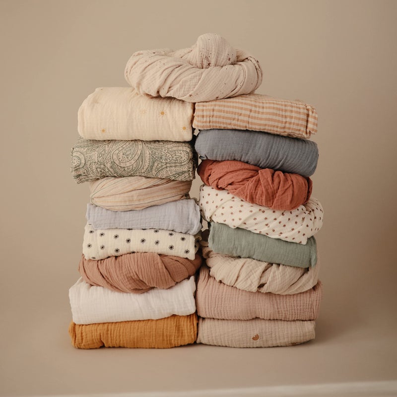 mushie Extra Soft Muslin Fitted MINI Crib Sheet | 24"x 38" (Rainbows) - Image 5