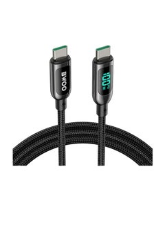 BWOO Bwoo X275 100W Super Fast charging type C to type C data cable with Real time Digital Power Display, Nylon braided, Zinc-alloy shell, Automated power  - Image 1