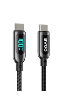 BWOO Bwoo X275 100W Super Fast charging type C to type C data cable with Real time Digital Power Display, Nylon braided, Zinc-alloy shell, Automated power  - Image 2