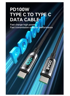 BWOO Bwoo X275 100W Super Fast charging type C to type C data cable with Real time Digital Power Display, Nylon braided, Zinc-alloy shell, Automated power  - Image 3