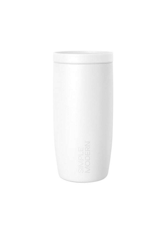 Simple Modern Travel Coffee Mug Tumbler with 360° Lid | Ceramic-Lined Insulated Stainless Steel Cold Brew Iced Coffee Cup Thermos | Gift for Women Men Her Him | Voyager Signature | 16oz | Winter White - Image 1