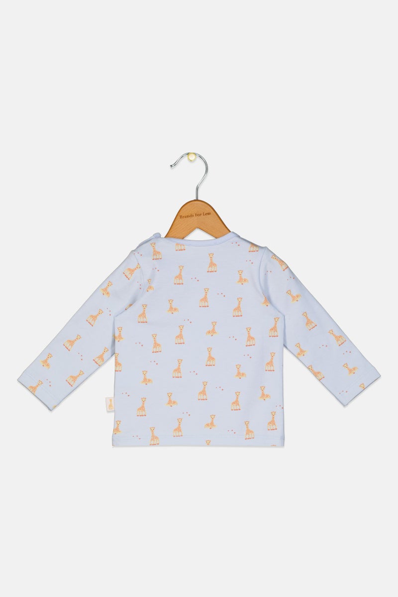 Sophie la girafe Toddlers Boy Long Sleeve Animal Print T Shirt, Light Blue - Image 2