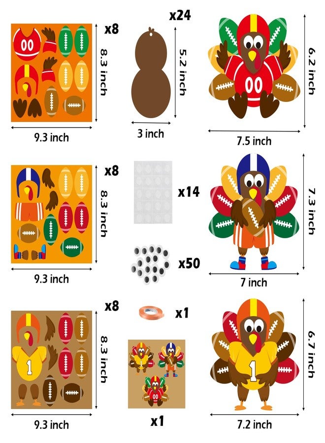 BeYumi 24 Sets Thanksgiving Foam Football Turkey Craft Kit DIY Give Thanks Rugby Turkey Handing Ornaments Decorations Fall Autumn Make A Turkey Craft for Kids Home School Classroom Party Activities - Image 2