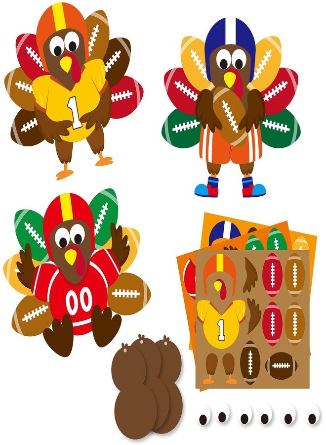 BeYumi 24 Sets Thanksgiving Foam Football Turkey Craft Kit DIY Give Thanks Rugby Turkey Handing Ornaments Decorations Fall Autumn Make A Turkey Craft for Kids Home School Classroom Party Activities - Image 1
