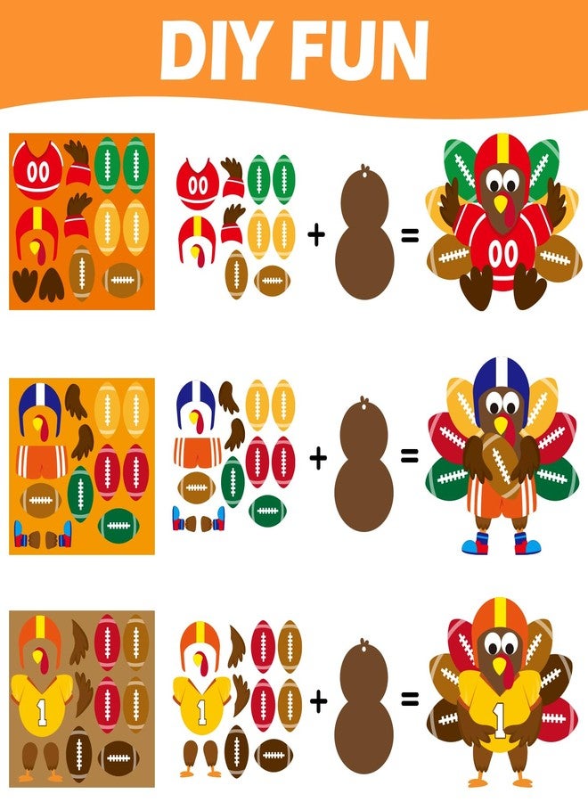 BeYumi 24 Sets Thanksgiving Foam Football Turkey Craft Kit DIY Give Thanks Rugby Turkey Handing Ornaments Decorations Fall Autumn Make A Turkey Craft for Kids Home School Classroom Party Activities - Image 5
