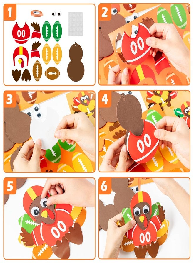 BeYumi 24 Sets Thanksgiving Foam Football Turkey Craft Kit DIY Give Thanks Rugby Turkey Handing Ornaments Decorations Fall Autumn Make A Turkey Craft for Kids Home School Classroom Party Activities - Image 3