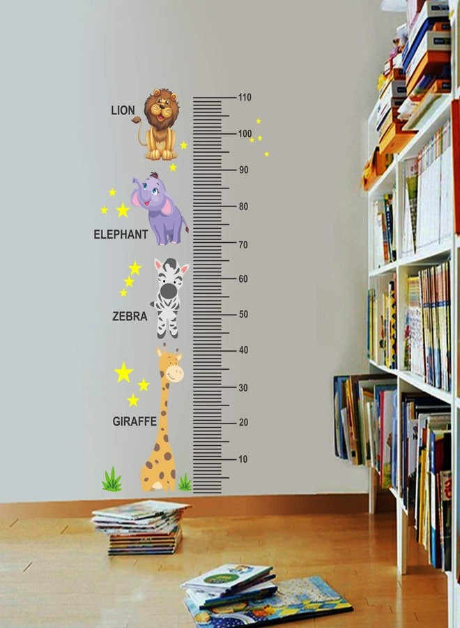 DECOR KAFE Kid's Height Chart Wall Sticker with Lion, Elephant, Zebra, Giraffe |PVC Vinyl, DIY Removable Peel and Stick Decal 'Covers H 94 cm x W 50 cm' - Image 1