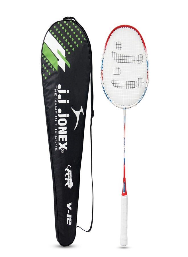 Jonex JJ Jonex v-12 Badminton Racket Aluminium Badminton Racket with Full Cover | One-Piece Frame, PVC Foam Embossed Grip for Comfortable Feel, Balanced Swing Weight for Power & Control - Image 1