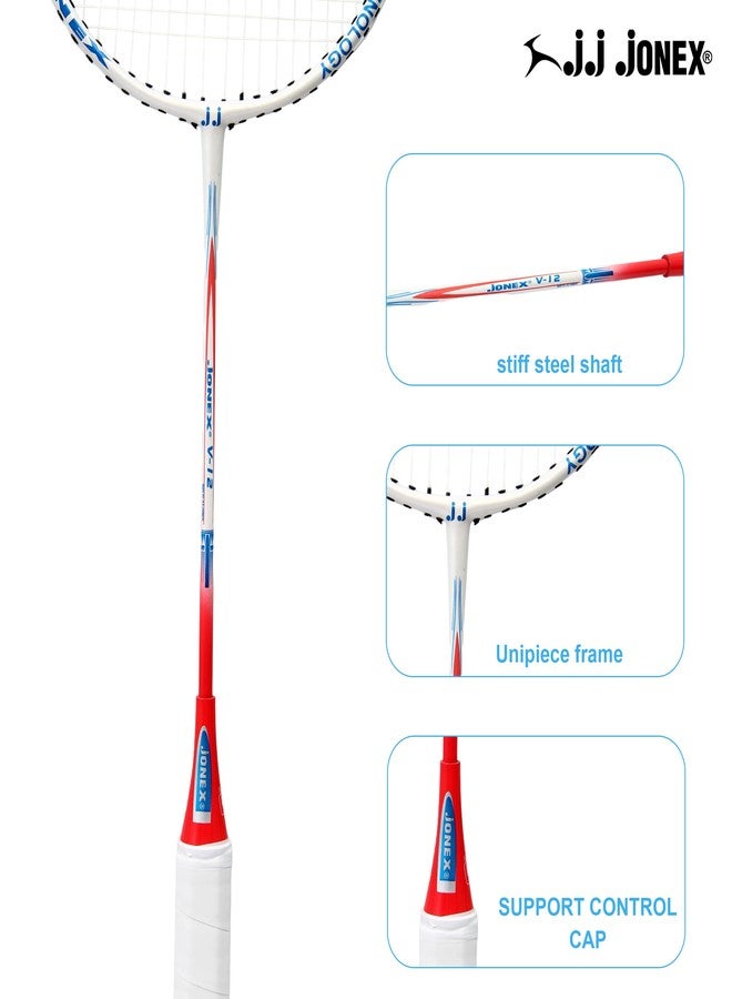 Jonex JJ Jonex v-12 Badminton Racket Aluminium Badminton Racket with Full Cover | One-Piece Frame, PVC Foam Embossed Grip for Comfortable Feel, Balanced Swing Weight for Power & Control - Image 5