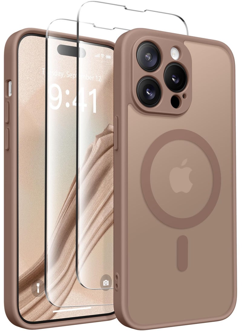 كبرارو جراب مغناطيسي لهاتف iPhone 14 Pro، [متوافق مع MagSafe] [حماية كاملة للكاميرا] جراب هاتف شفاف غير لامع رفيع مقاوم للصدمات لهاتف iPhone 14 Pro مقاس 6.1 بوصة، بني - Image 1