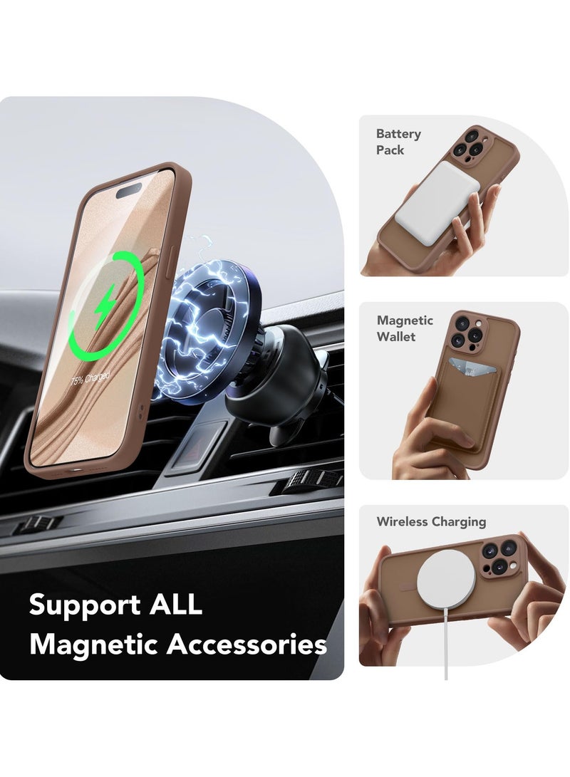 كبرارو جراب مغناطيسي لهاتف iPhone 14 Pro، [متوافق مع MagSafe] [حماية كاملة للكاميرا] جراب هاتف شفاف غير لامع رفيع مقاوم للصدمات لهاتف iPhone 14 Pro مقاس 6.1 بوصة، بني - Image 3