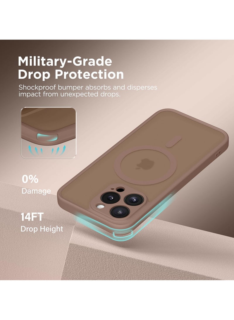 كبرارو جراب مغناطيسي لهاتف iPhone 14 Pro، [متوافق مع MagSafe] [حماية كاملة للكاميرا] جراب هاتف شفاف غير لامع رفيع مقاوم للصدمات لهاتف iPhone 14 Pro مقاس 6.1 بوصة، بني - Image 5